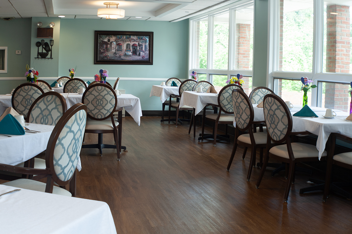 Calm residential interior representing peaceful memory care — stock